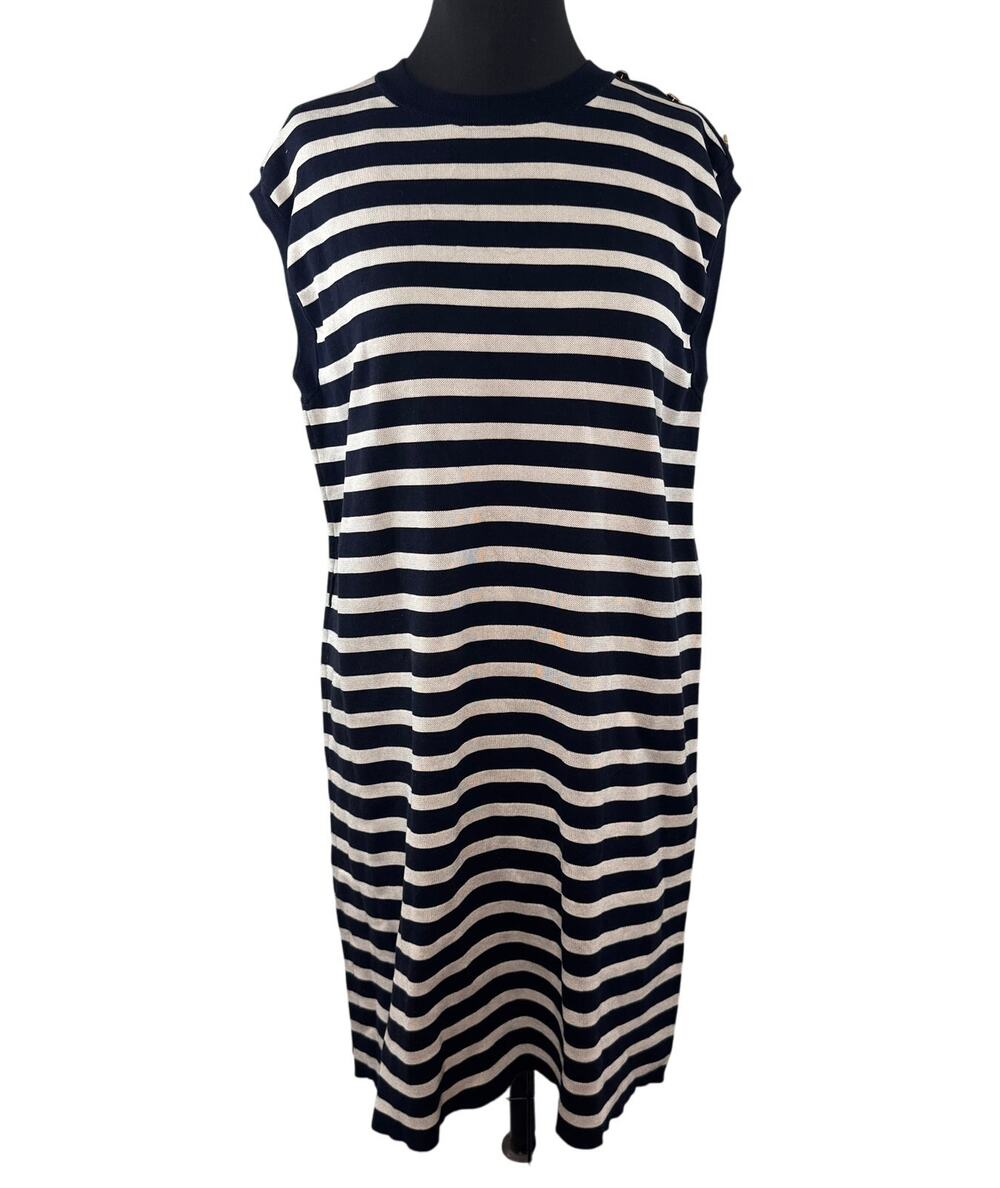 LOUIS VUITTON Uniform Navy White London Jubilee Sweater Dress Striped Knit S/M?